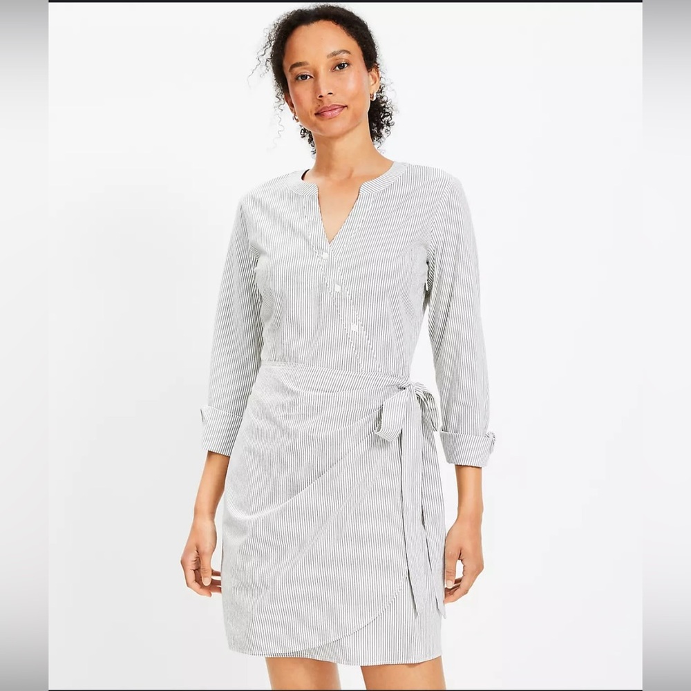 LOFT Striped Mini Wrap Dress Size 14